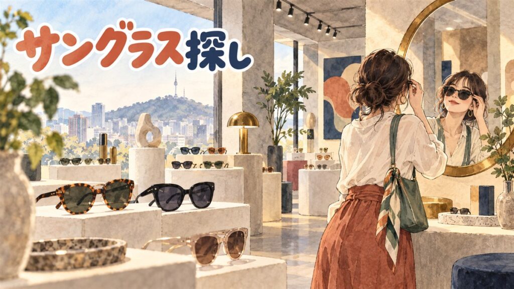 ソウルのジェントルモンスター旗艦店の外観とサングラス売り場