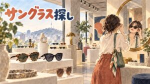 ソウルのジェントルモンスター旗艦店の外観とサングラス売り場