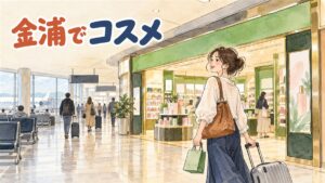 金浦空港の国内線ターミナル庁舎とロッテモール金浦空港店をイメージした写真
