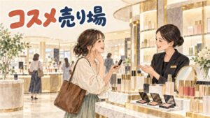 HERAの化粧品カウンターが並ぶ百貨店フロアのイメージ