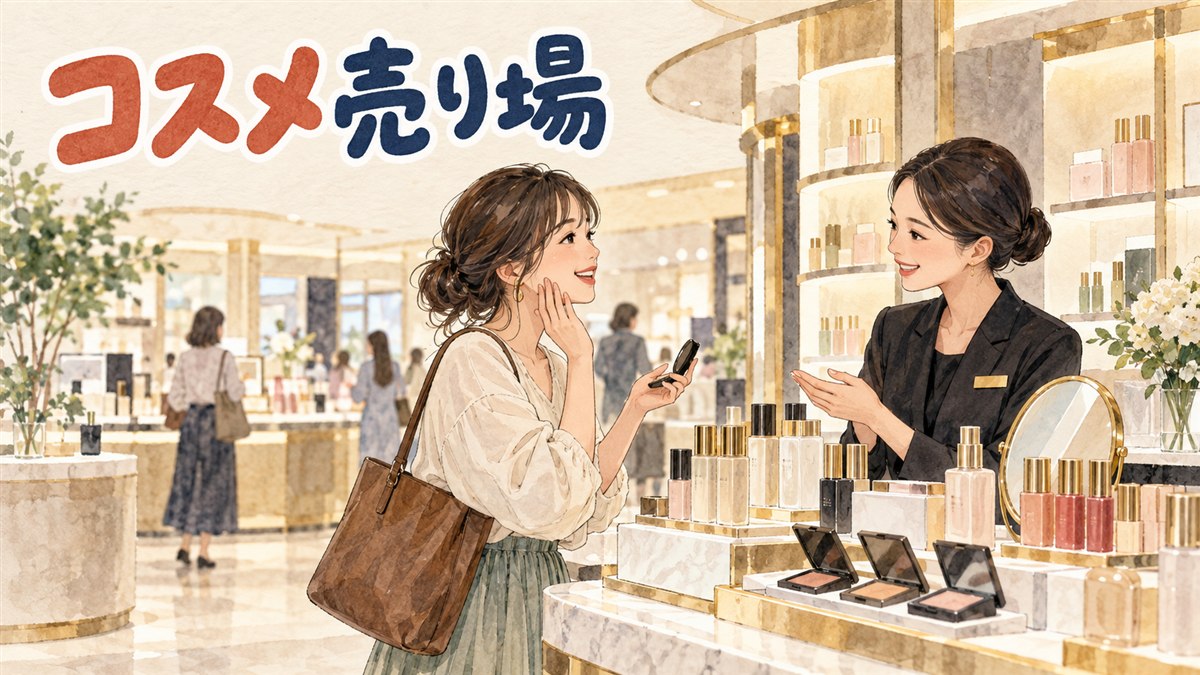 HERAの化粧品カウンターが並ぶ百貨店フロアのイメージ