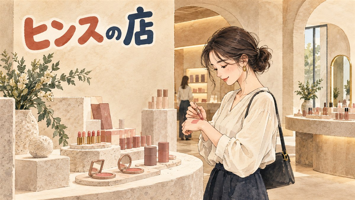 hince(ヒンス)の店舗を探すイメージ、韓国の洗練されたコスメブランドショップの外観