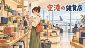 仁川空港の一般エリアでコンビニの位置を確かめる旅行者のイメージ