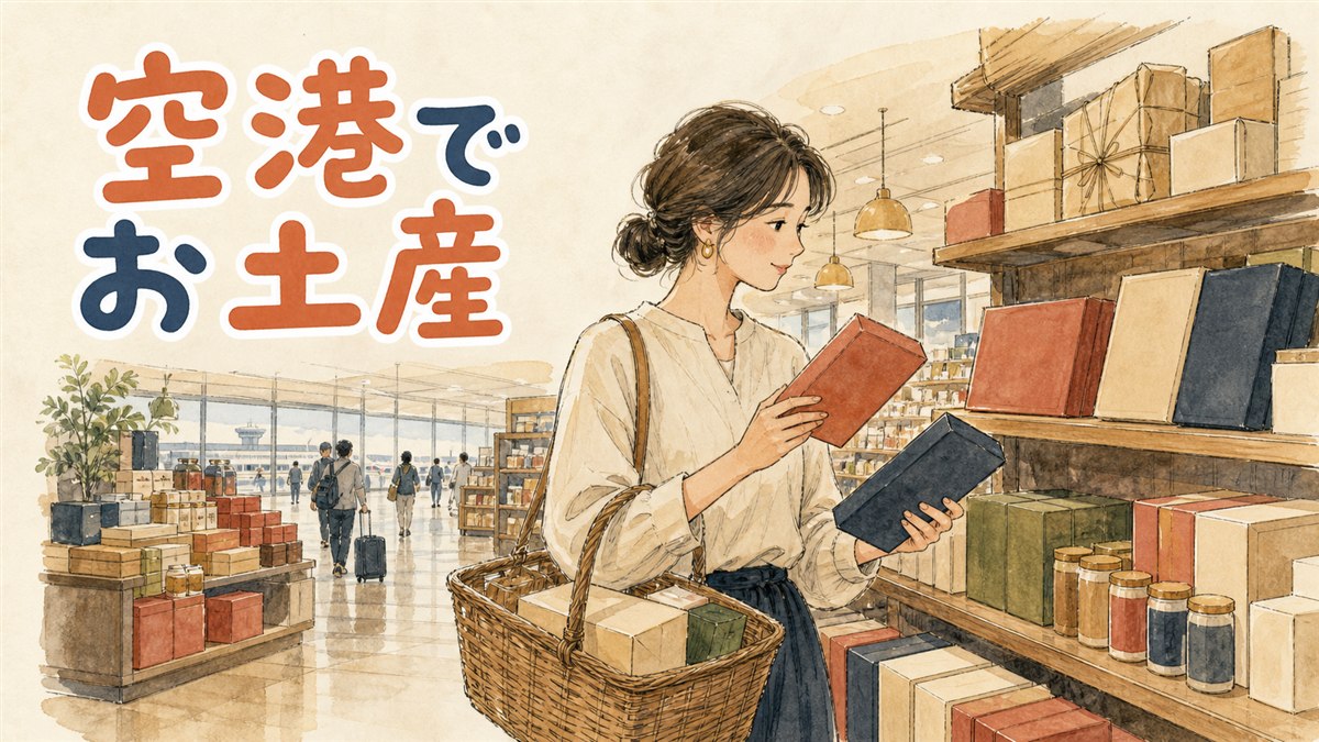 仁川空港の出発ロビーでお土産の食品コーナーを見て回る旅行者の様子