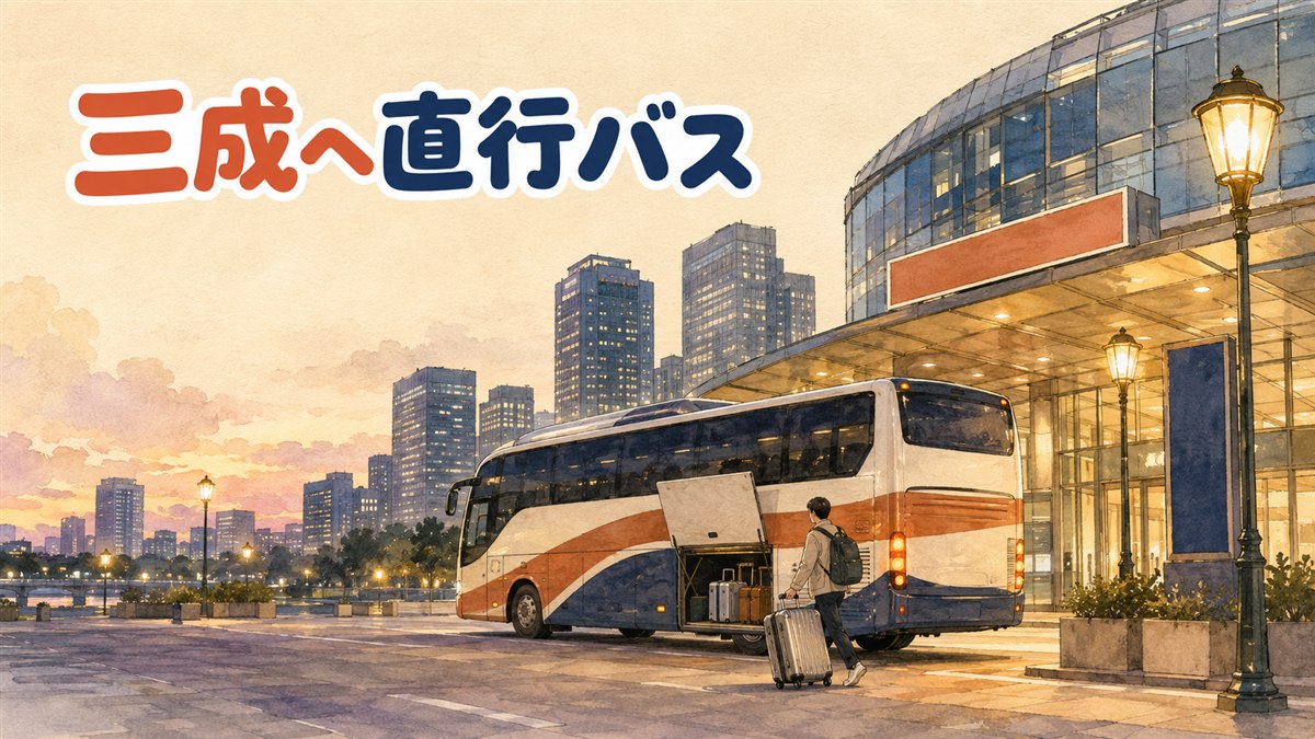 仁川空港行きリムジンバス6103番が三成駅前に停車している様子