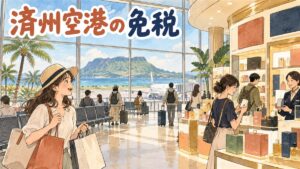 済州空港の国内線出発ラウンジにあるJDC免税店の売場イメージ