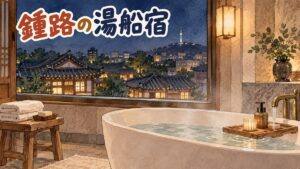 鍾路のホテルの浴槽付き客室と公式サイトの客室設備表を確認するイメージ