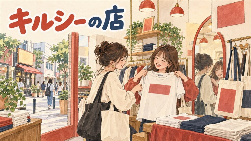 ソウル聖水にあるキルシーのポップアップ店舗をイメージした情景