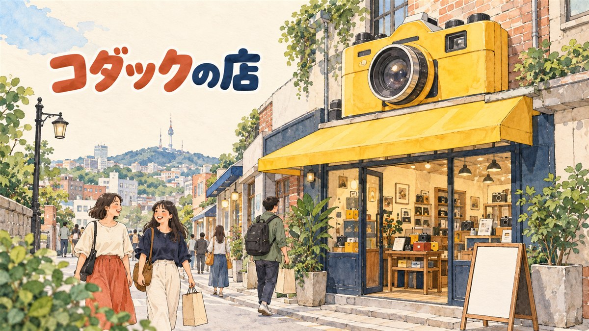 コダックアパレルの韓国の店舗と日本での買い方を紹介する記事のイメージ