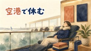 仁川国際空港の保安検査ゲート前で、行き先を示す案内サインを見上げる旅行者の後ろ姿
