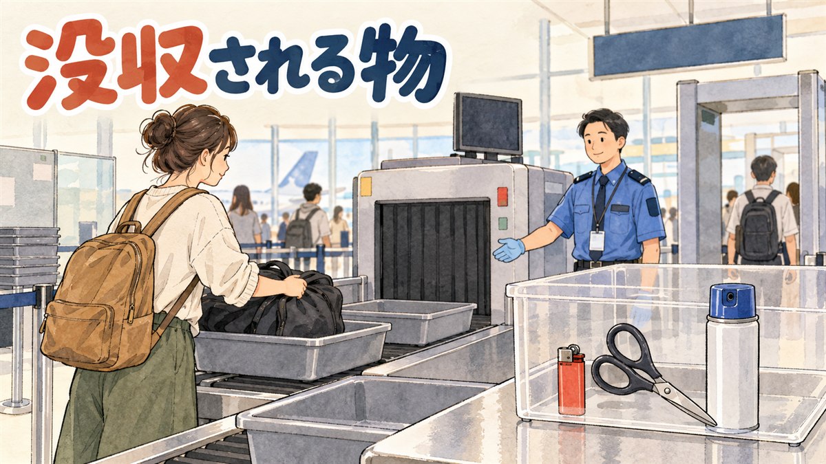仁川空港の保安検査ゲート前で手荷物を確認する旅行者のイメージ