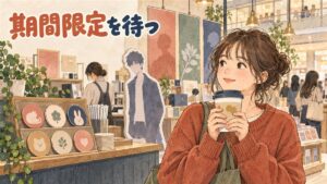 弘大のショップで名探偵コナングッズが並ぶ棚を眺める女性旅行者