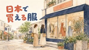 東京の街角にある韓国系ファッションブランドの店構えを眺める女性