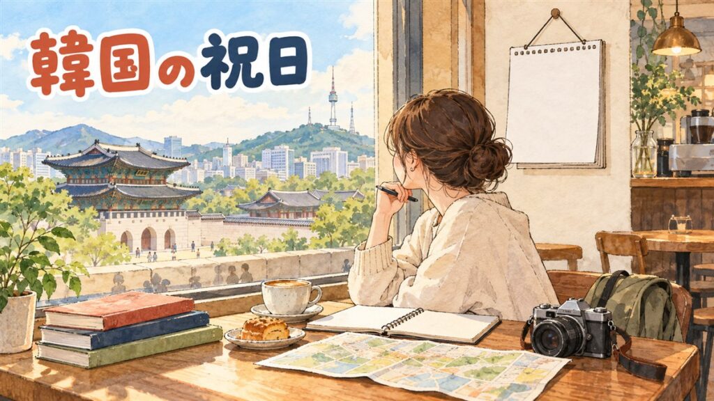 2027年の韓国の祝日カレンダーを確認しながら旅行の計画を立てる様子