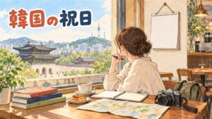 2027年の韓国の祝日カレンダーを確認しながら旅行の計画を立てる様子