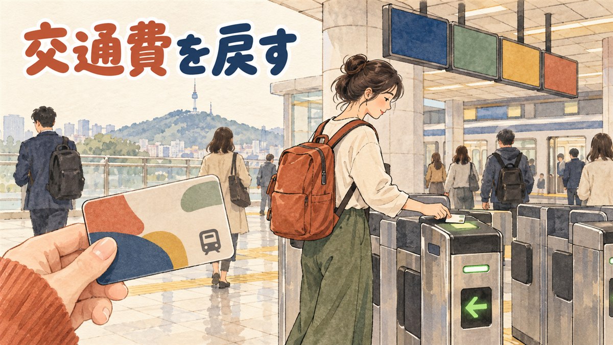 空港の券売機の前で交通カードを選ぶ旅行者の後ろ姿