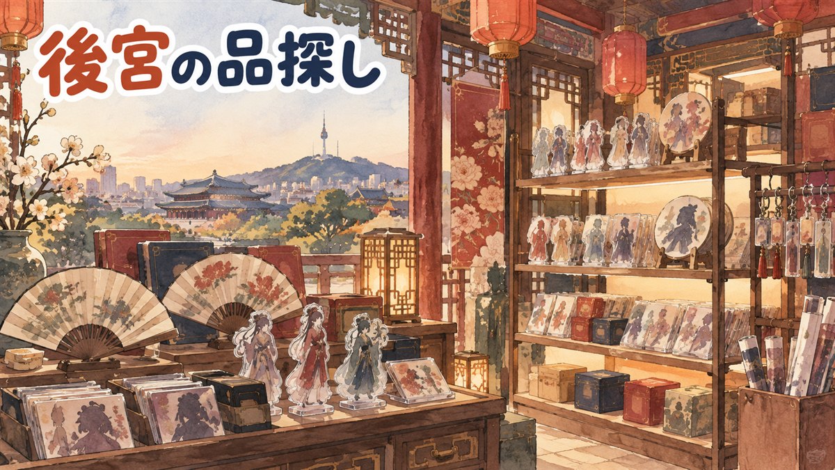薬屋のひとりごとの韓国グッズ展示会場を紹介するイメージ