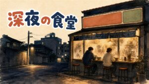 深夜のソウルで灯りがついたスープ食堂の情景