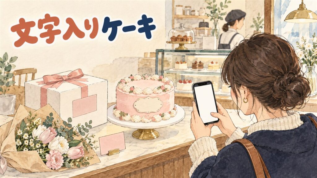 韓国のレタリングケーキ店でパティシエがケーキにクリームで文字を書いている場面