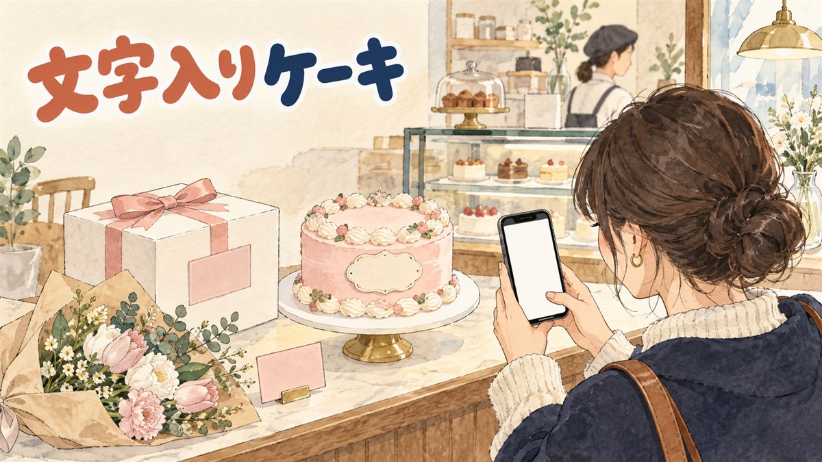 韓国のレタリングケーキ店でパティシエがケーキにクリームで文字を書いている場面
