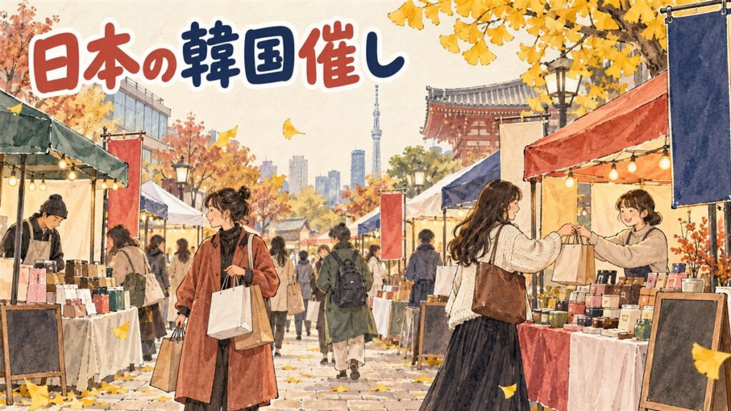 2026年10月に日本国内で開催中の韓国ブランドポップアップの会場を紹介するイメージ