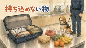 韓国の空港の検疫カウンターで旅行者が申告書を提示している情景