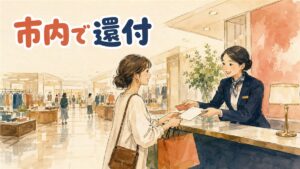 韓国のコスメ店のレジで会計をする外国人観光客と免税手続きの案内