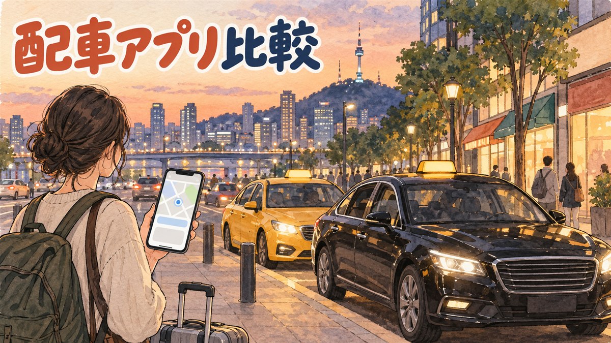 カカオTとUber Taxiのタクシー配車アプリを比較するイメージ