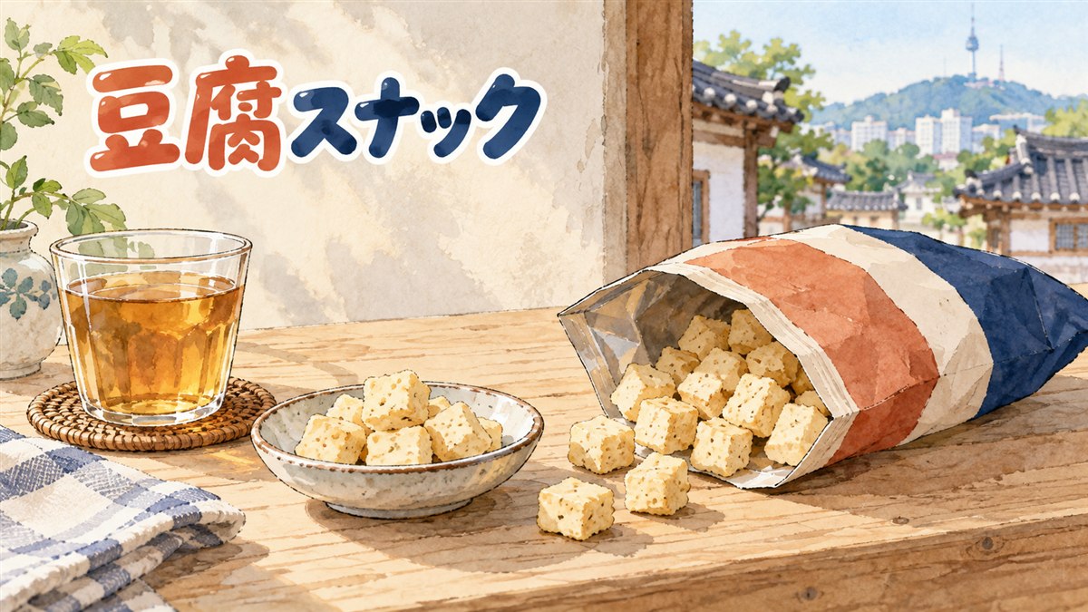 韓国の豆腐スナックと日本のとうふバーを並べたイメージ