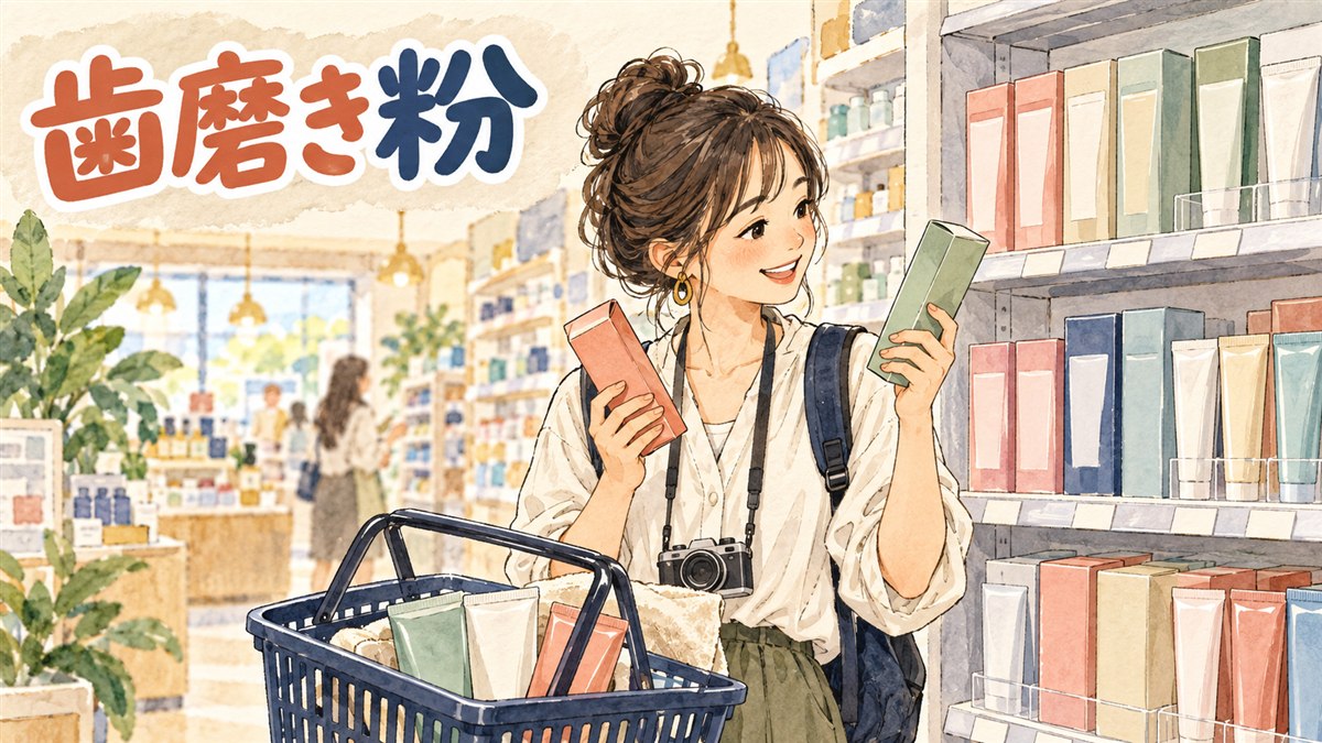 オリーブヤングの棚に並ぶ韓国の歯磨き粉のパッケージ