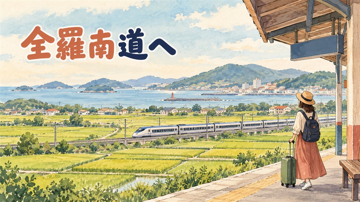 閉鎖中の務安国際空港の滑走路と、韓国南西部の秋の田園風景
