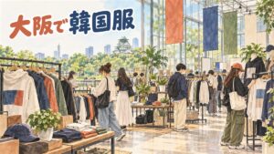 大阪梅田の商業施設前でショッピングバッグを持つ女性たちのイメージ