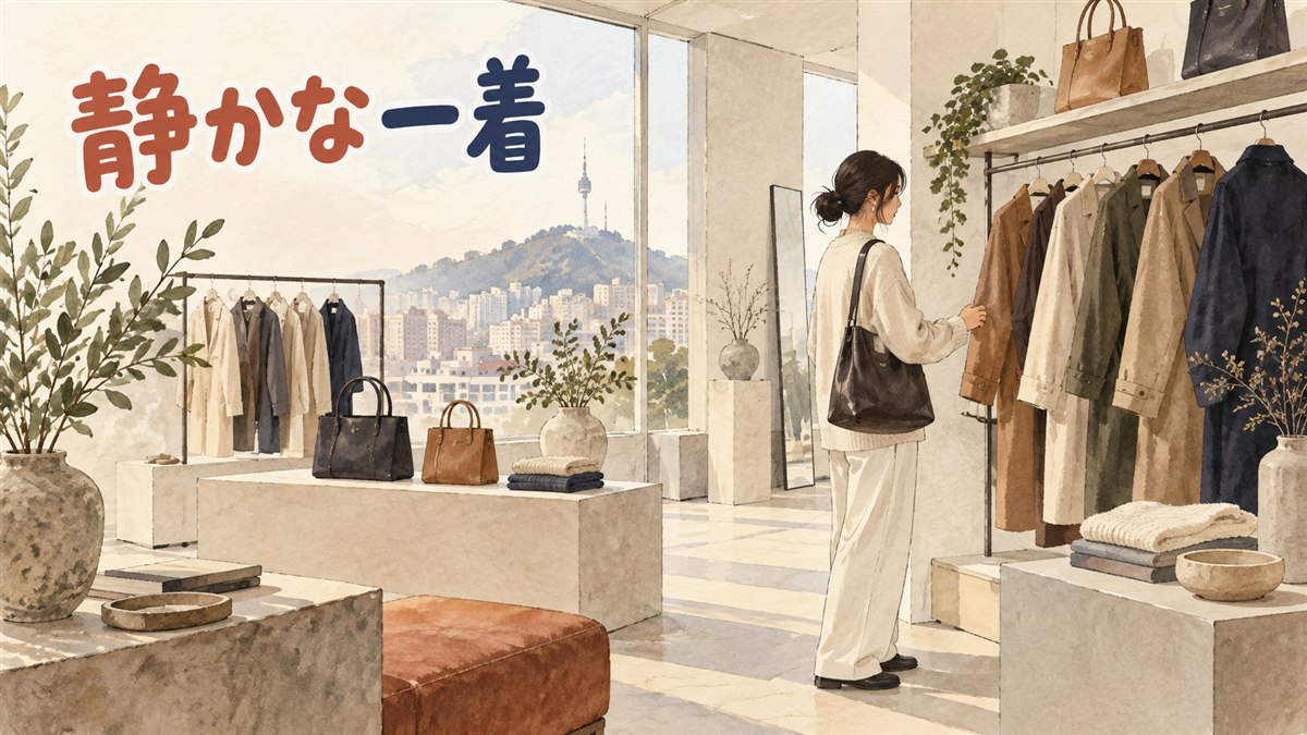 ソウル漢南洞にあるミニマルな内装のブティック店舗の外観イメージ