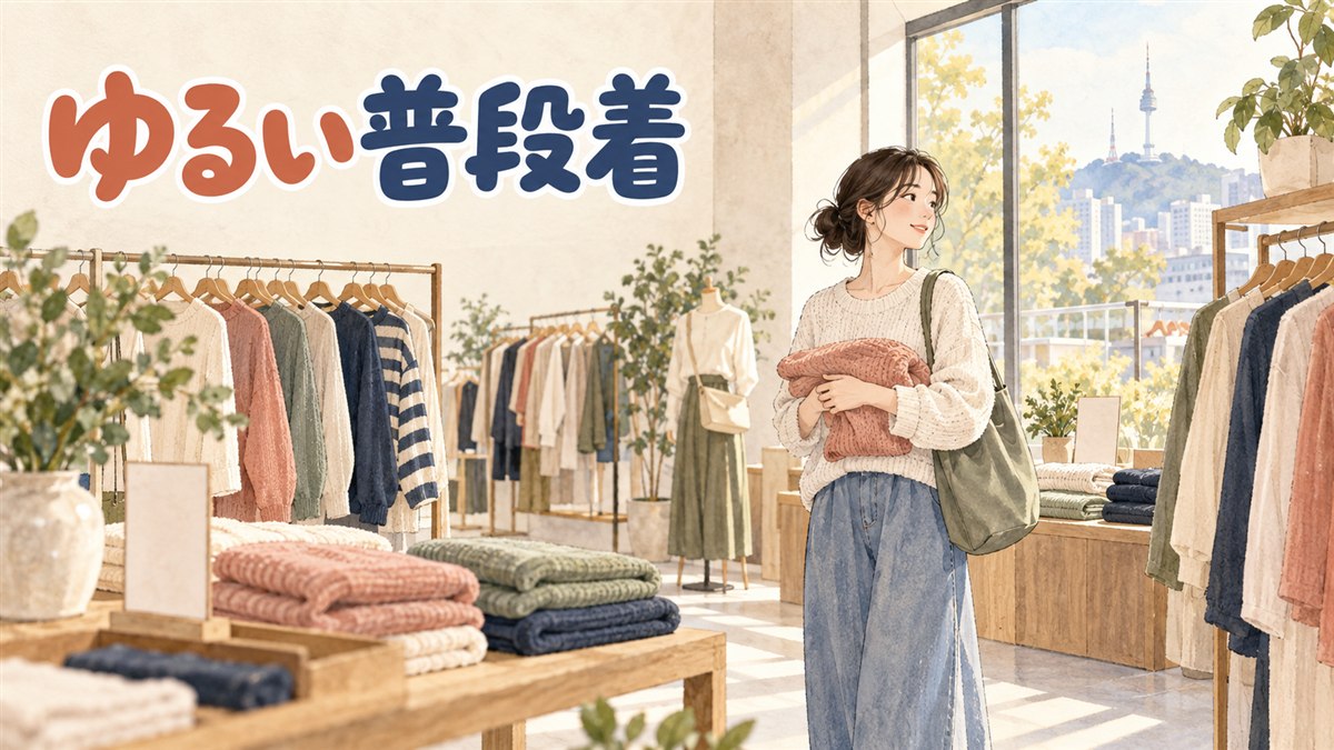 ソウルのセレクトショップで韓国ファッションブランドの服を選ぶ女性