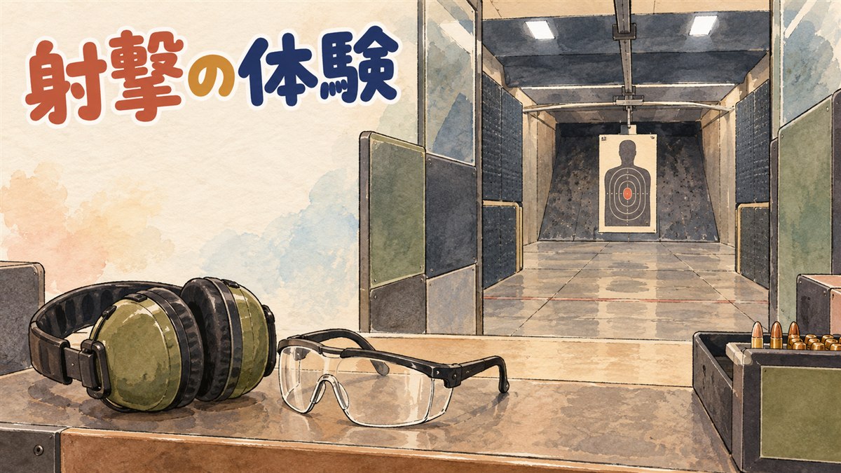 ソウルの屋内実弾射撃場で、防音・防弾仕様のレーンに向かって拳銃を構える体験の様子