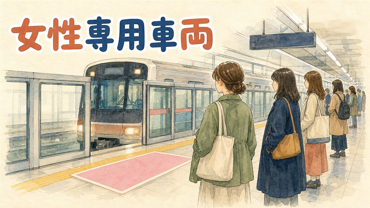 ソウルの地下鉄ホームで電車を待つ女性のイメージ
