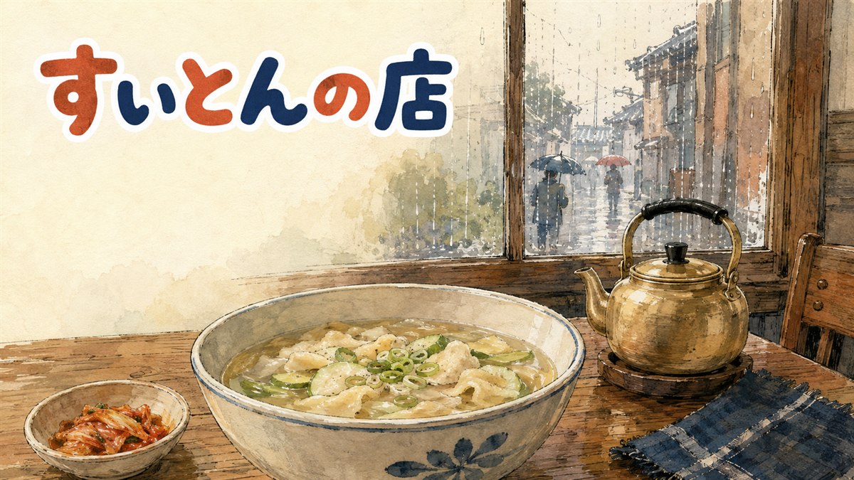 湯気の立つ器に入った、手でちぎった白い生地のスープ料理スジェビのイメージ
