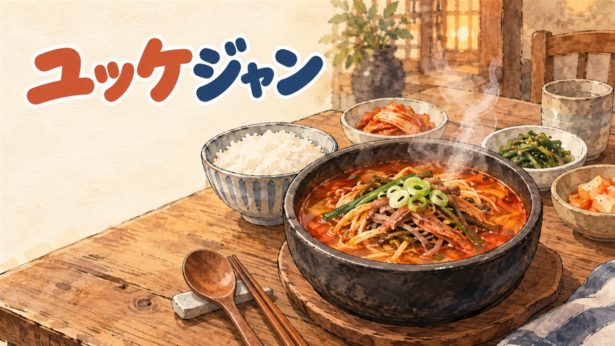 ソウルの食堂で並んだユッケジャンとカルビタンの器