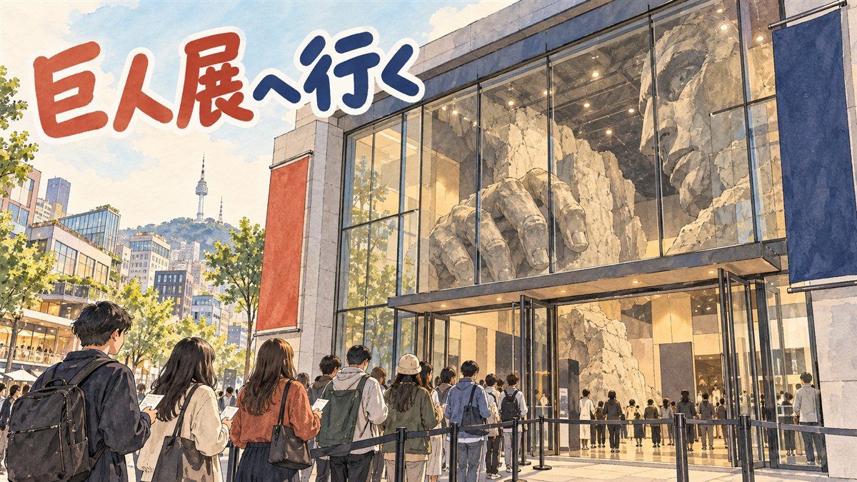 進撃の巨人展FINALソウル会場のチケットと行き方を示す図