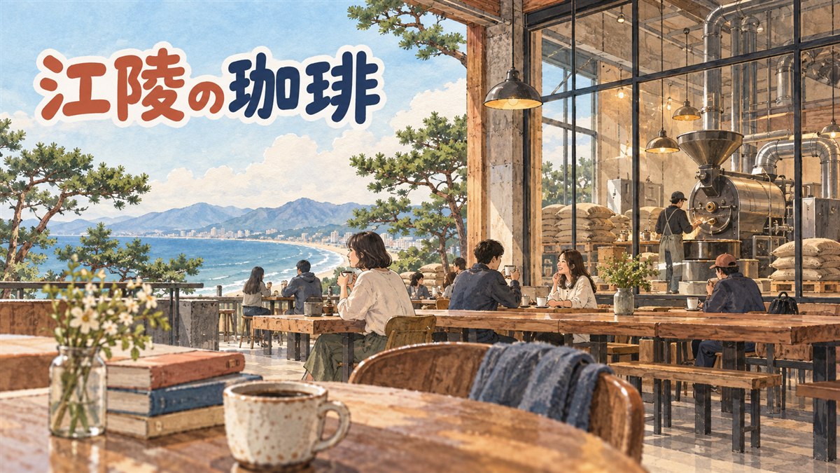 江陵のテラロサ本店の外観とソウルの店舗を並べて紹介する記事のアイキャッチ画像