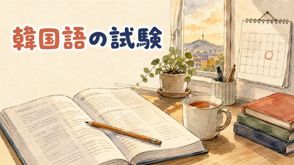 日本の会場でTOPIK試験の受付を待つ受験者の様子