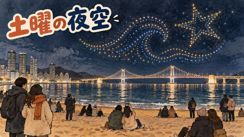 広安里ドローンショーの冬の時間は19時と21時｜毎週土曜