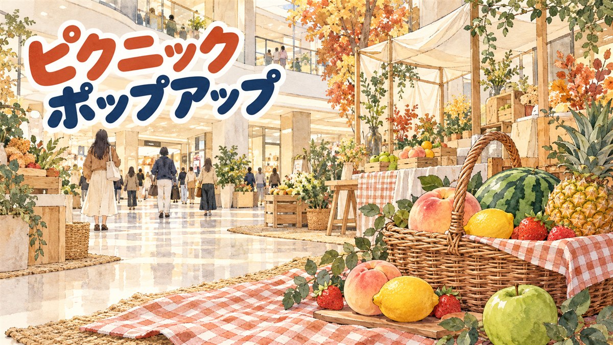 ソウル新村の百貨店1階に開かれたピクニックがテーマのポップアップの売り場